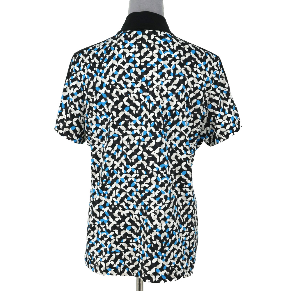 Tail Golf Top Womens Large Black White Blue Print Quarter Zip Short Sleeve - Picture 2 of 13